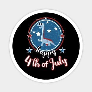 Retro Happy 4th Of July Patriot Dinosaur Magnet